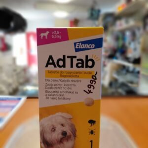 AdTab bolha- és kullancs elleni tabletta 2,5 - 5,5 kg testtömegű kutyáknak